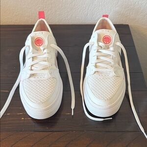 Nike White and Pink Lace-Up Sneakers